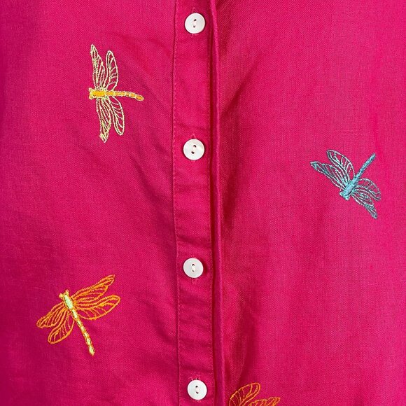 Embroidered Dragonfly Pink Women's Top - Picture 3 of 12
